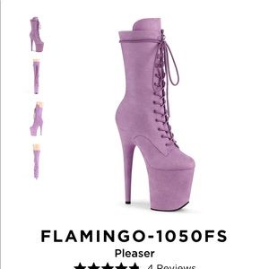 Pleaser Flamingo Lilac Faux Suede Pole Boot - 8